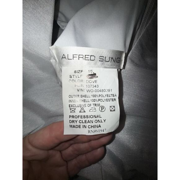Women’s Alfred Sung Silver Dress Semi Formal Mother Of Bride Size 8 - Picture 6 of 6